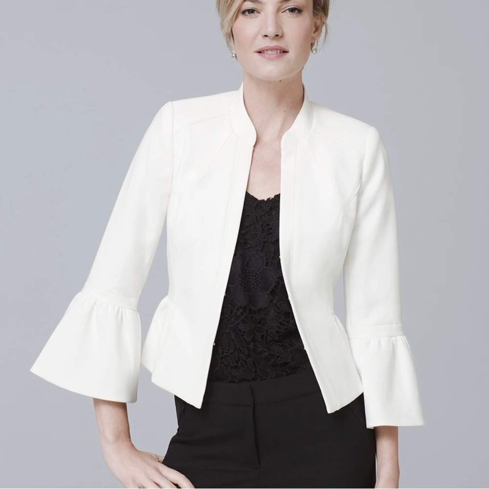 nwt white house black market white bell sleeve blazer office work professional